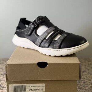 Clarks Teagan Step Sandals – Black Leather, Size 12 M